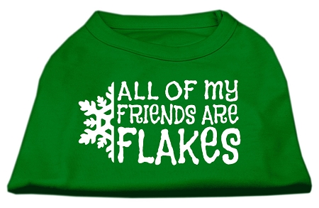 All my Friends are Flakes Screen Print Shirt Emerald Green Med